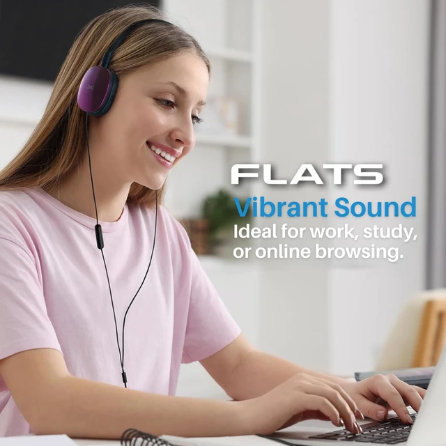 Alt view image 4 of 6 - Flats On-Ear Wired Headphones - Flat Foldable Design - 30mm Driver for Powerful Sound - Soft Ear-Pads for Comfort Steel Headband - Lightweight & Portable - PC/Laptop/Gaming - 3.5mm Slim Plug