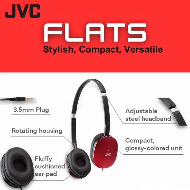 Alt view image 2 of 6 - HAS160R Flat Headphones - Red, One Size