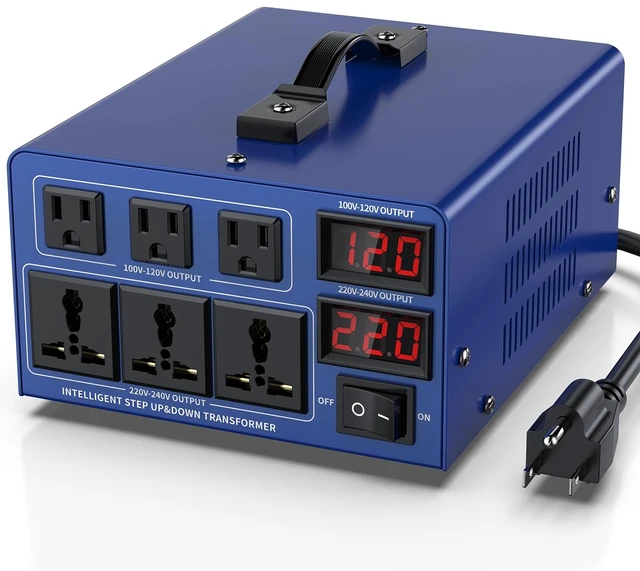 Main image of 4000 watt Voltage Conversion Transformer Heavy-Duty Step-up/Step-Down AC 110V/120V/220V/240V Power Conversion, with resettable Circuit Breaker Protection, with US Power Cord, LCD Display