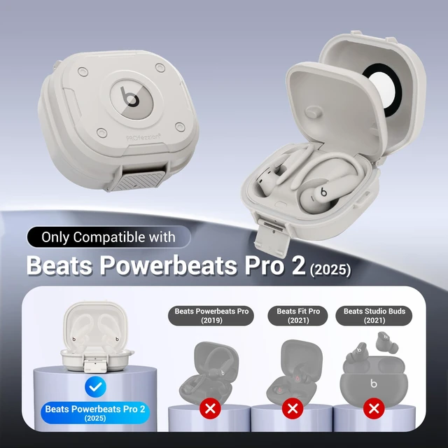 Alt view image 2 of 7 - for Beats Powerbeats Pro 2 Case Cover with Lock, Heavy Duty Full Coverage Hard Shell Protector, Secure Locking Latch, IPX5 Water-resistant, Quick Sand (Not for the Powerbeats Pro 1)