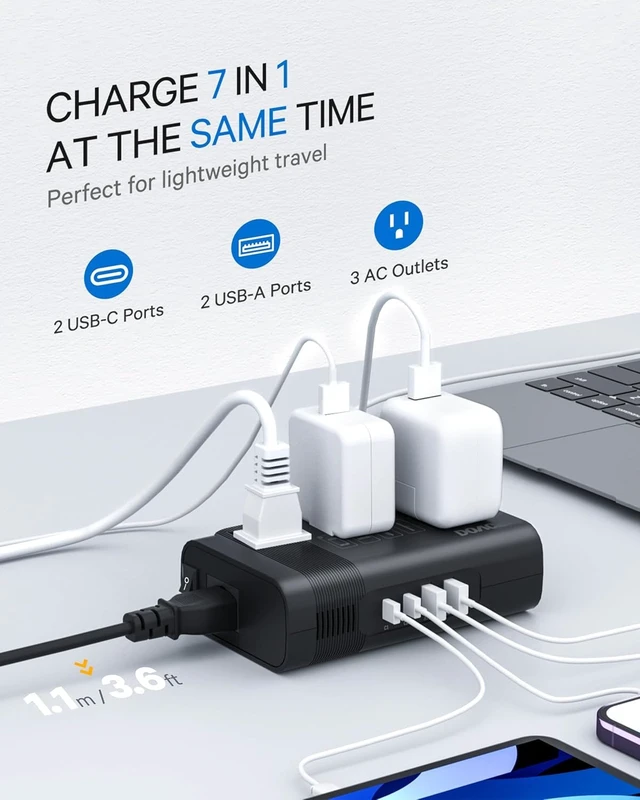 Alt view image 5 of 7 - 350W Voltage Converter US to Europe for Hair Straighteners Step Down 220V to 110V Converter for European Travel, Power Converter Adapter Combo with 2 USB A & 2 USB C Ports