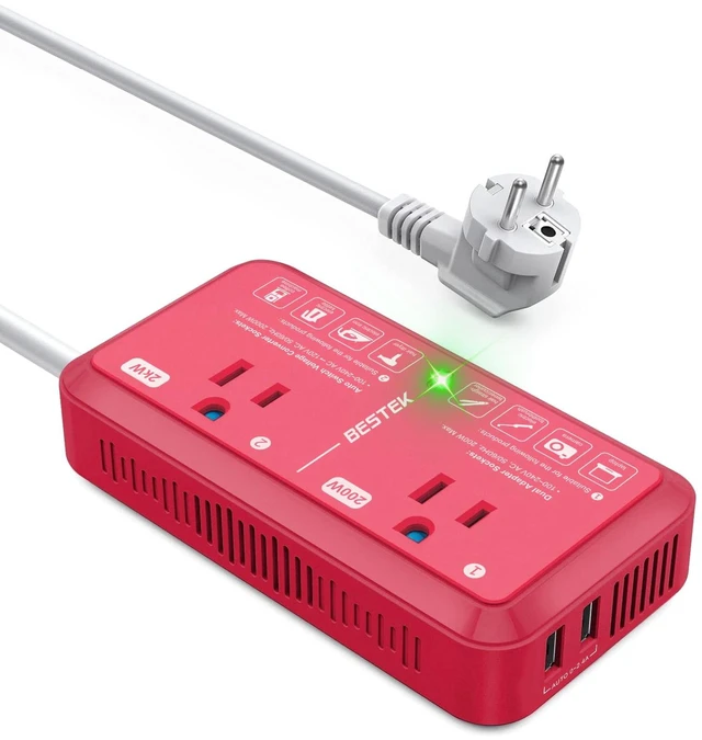 Main image of European Travel Plug Adapter 220V to 110V Voltage Converter US to Europe 2000W Travel Voltage Converter with 2 USB Ports for Hair Dryer/Curling Iron/Phone Travel Adapter for Europe Countries
