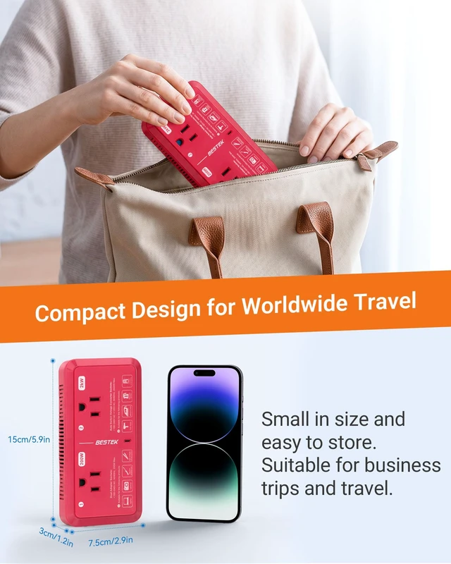 Alt view image 5 of 7 - European Travel Plug Adapter 220V to 110V Voltage Converter US to Europe 2000W Travel Voltage Converter with 2 USB Ports for Hair Dryer/Curling Iron/Phone Travel Adapter for Europe Countries