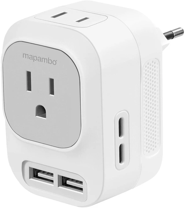 Main image of 220V to 110V Voltage Converter US to Europe with 2 USB A 2 USB C Fast Charging, Power Converter for European Travel International Universal Travel Adapter for France Italy Germany Spain