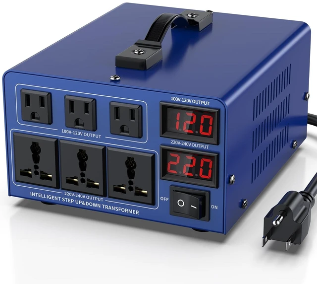 Main image of 3000 watt Voltage Conversion Transformer Heavy-Duty Step-up/Step-Down AC 110V/120V/220V/240V Power Conversion, with resettable Circuit Breaker Protection, with US Power Cord, LCD Display