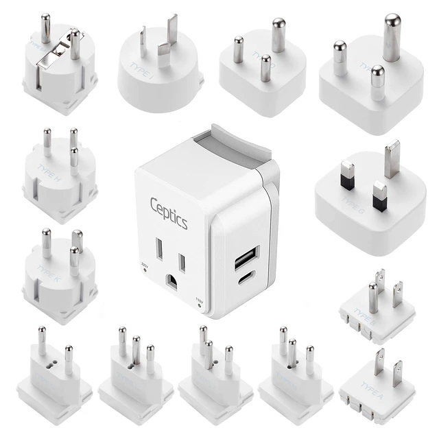 Alt view image 5 of 7 - International Power Plug Adapter Travel Set, 20W PD & QC, Safe Dual USB & USB-C 3.1A - 2 USA Outlet - Compact - Use Europe, Asia, Africa In Worldwide - Includes 13 Type SWadAPt Attachments