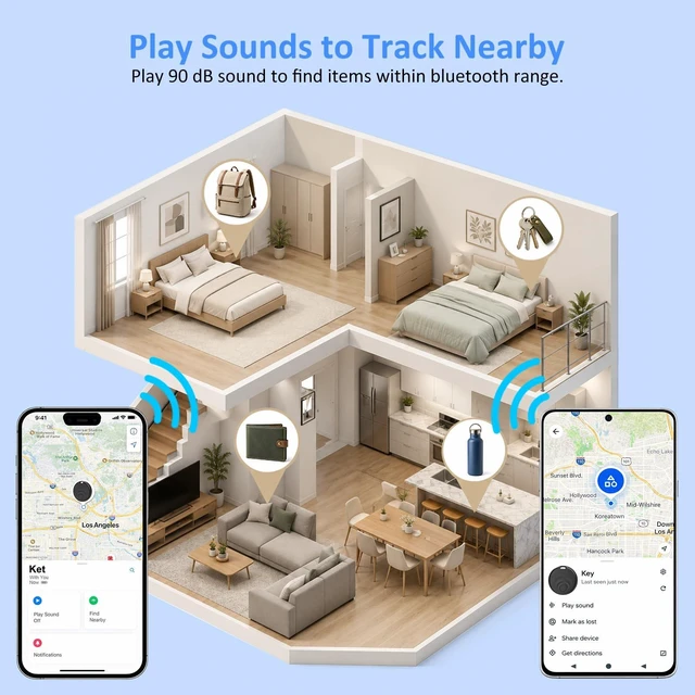 Alt view image 6 of 7 - Bluetooth Tracker Tags for iOS & Android Dual Compatibility with Apple Find My & Google Find Hub - Wireless Locator for Keys, Wallet, Pets, Luggage