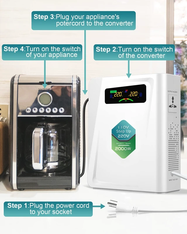 Alt view image 5 of 6 - Step Up Transformer 110v to 220v 2000w Voltage Converter, 120v to 240v, No Noise,Suit for Juicer, Chocolate Machine and Other Appliances Using 220V Asia Euro Appliance in US