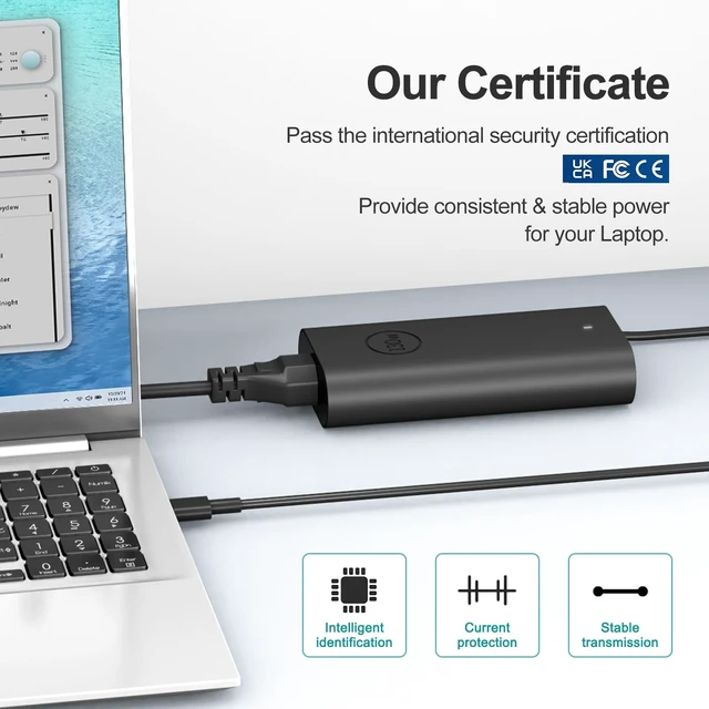 Alt view image 7 of 7 - 130W USB C Laptop Charger Compatible with Dell XPS 15 17 9575,Precision Charger 5750 5570 5530 5550 3560 3551 3550,Latitude Laptop Charger 5420 5510 7210 7310 7410 9410 9510 - Power Cord