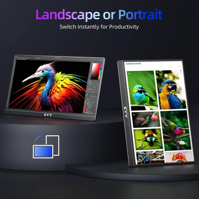 Alt view image 2 of 7 - Portable Monitor for Laptop with Built-in Stand, 15.6'' Laptop Screen Extender 1080P FHD Monitor
