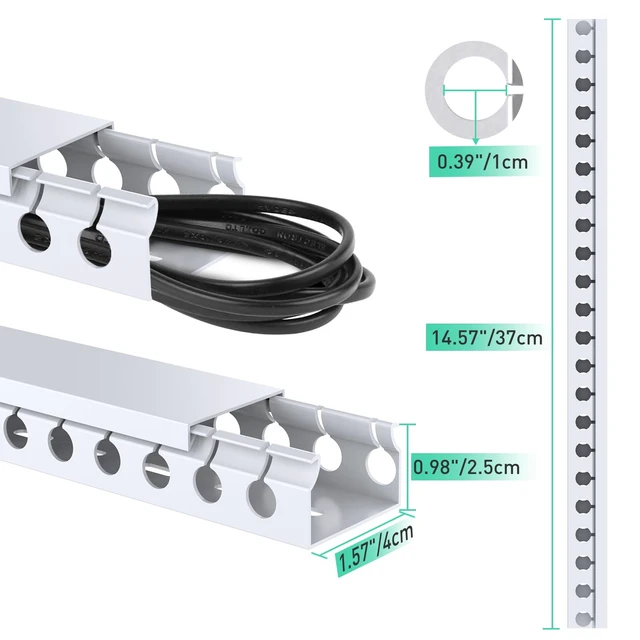 Alt view image 2 of 7 - Cable Raceway Kit 154in Under Desk Wire Cover Organizer 10-Pack Channel Wire Cover Under Desk Kit Under Desk Cable Management System to Hide Under Desk/Tv/Computer/Net/Power Cords