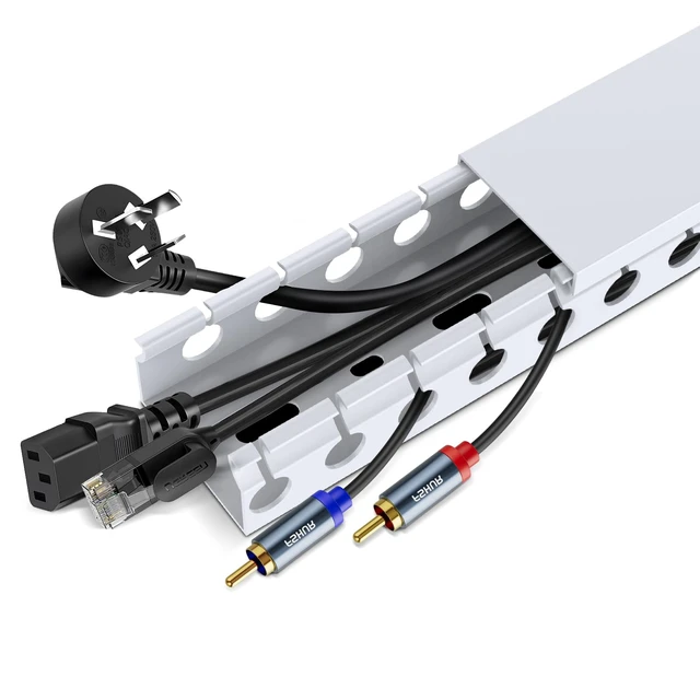 Alt view image 7 of 7 - Cable Raceway Kit 154in Under Desk Wire Cover Organizer 10-Pack Channel Wire Cover Under Desk Kit Under Desk Cable Management System to Hide Under Desk/Tv/Computer/Net/Power Cords