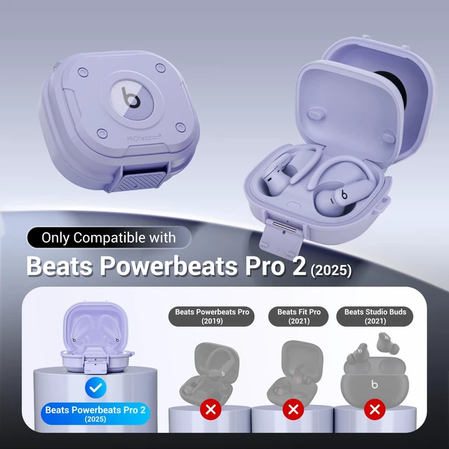 Alt view image 2 of 7 - for Beats Powerbeats Pro 2 Case Cover with Lock, Heavy Duty Full Coverage Hard Shell Protector, Secure Locking Latch, IPX5 Water-resistant, Hyper Purple (Not for the Powerbeats Pro 1)