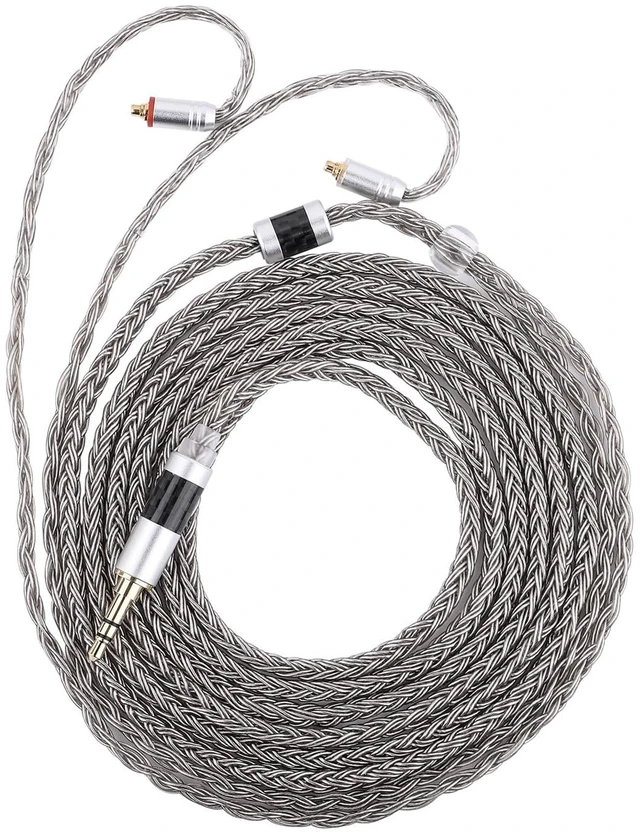 Main image of Tripowin Zonie 16 Core Silver Plated IEM Cable, 2m Length Extended Earbud Cord, HiFi Wired Earbuds Earphone Cable, in Ear Monitor Wire for Audiophile Musician, MMCX