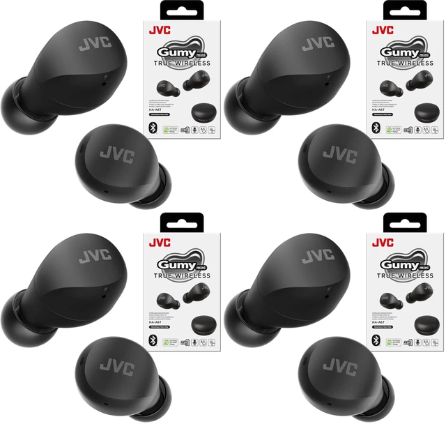 Main image of Compact and Lightweight Gumy Mini True Wireless Earbuds Headphones, Long Battery Life (up to 23 Hours), Sound with Neodymium Magnet Driver, Water Resistance (IPX4) - HAA6TB (Black) (Pack of 4)