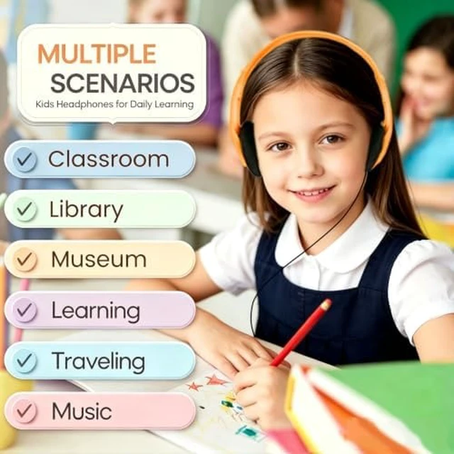 Alt view image 4 of 7 - Bulk Wired Headphones 100 Pack for Multicolor for School Classroom Students Wholesales Stereo on Ear Headphones for Children Toddler Teen Skids Boys Girls