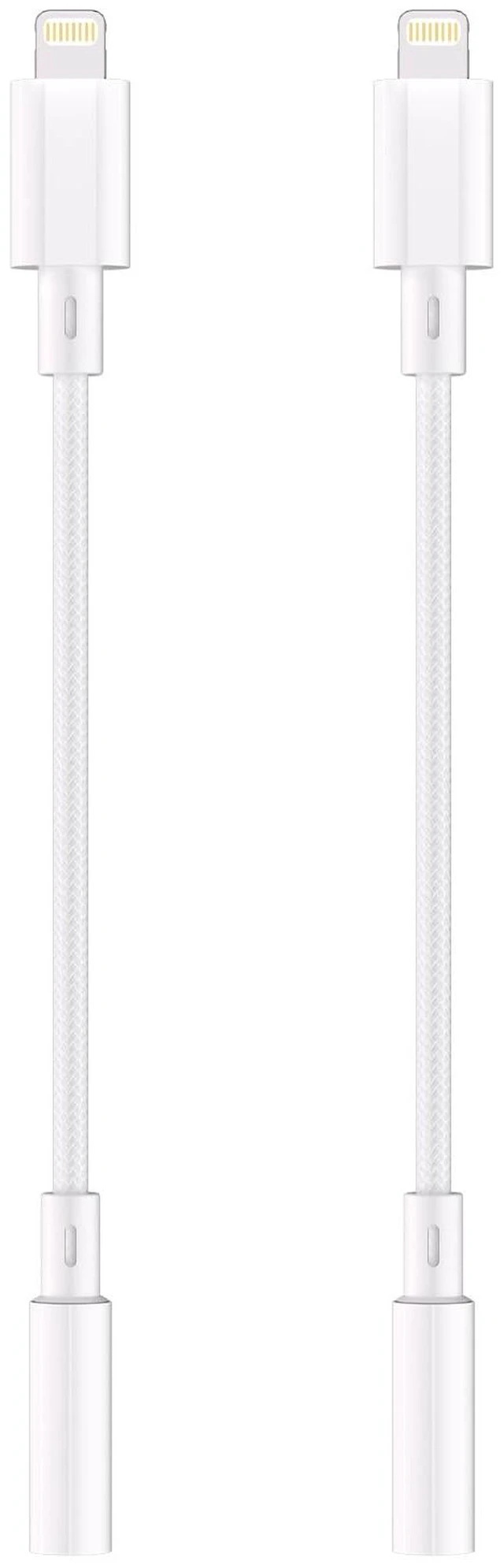 Main image of Lightning to 3.5mm Headphone Adapter for iPhone - Nylon 2 Pack iPhone Aux Adapter Converter Dongle Audio Cord for Apple iPhone 14 13 12 11 X XS White Accessories - with Microphone