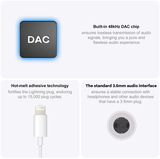 Alt view image 6 of 7 - Lightning to 3.5mm Headphone Adapter for iPhone - Nylon 2 Pack iPhone Aux Adapter Converter Dongle Audio Cord for Apple iPhone 14 13 12 11 X XS White Accessories - with Microphone