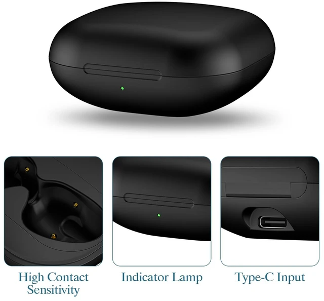 Alt view image 2 of 7 - Wireless Charging Case Compatible for Beats Fit Pro, Portable Charger Case Replacement with Bluetooth Pairing Sync Button, 700mAh Built-in Battery (Not Included Earbuds) (Black)