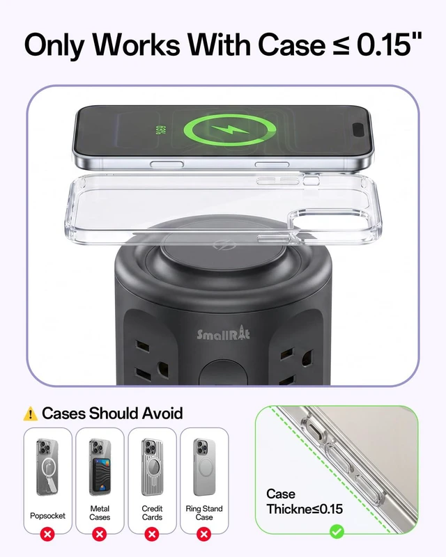 Alt view image 4 of 7 - Power Strip with USB Ports,Extension Cord with Multiple Outlets (12AC+3A+2C), 6.5 FT Desk Black Power Strip Tower Charging Station for Home, Office, College Dorm Essentials
