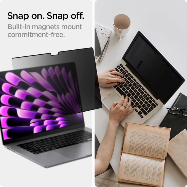 Alt view image 6 of 7 - SafeView Screen Protector for MacBook Air 15" M2-M5 (2022-2026) Privacy filter blocks side-angle views, anti-glare, easy install, magnetic attachment, precise cutouts and webcam clearance