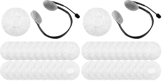 Main image of 100 Pcs Disposable Over Ear Headphone Covers Stretch,6.5 Cm,White (Pack of 2)