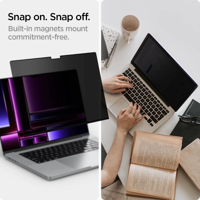 Alt view image 6 of 7 - SafeView Screen Protector for MacBook Pro 16" M1 Pro/Max-M5 Pro/Max Privacy filter blocks side-angle views, anti-glare, easy install, magnetic attachment, precise cutouts and webcam clearance