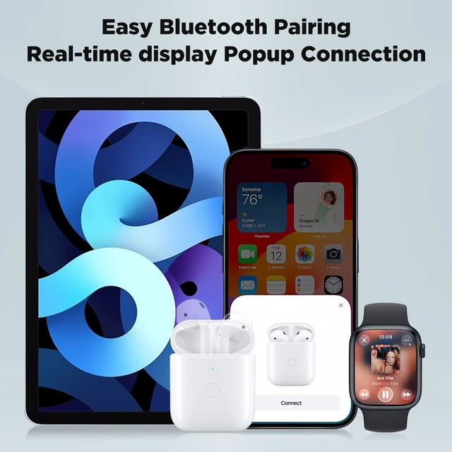 Alt view image 3 of 7 - Wireless Airpod 1&2 Replacement Charging Case Lightning Port, Bluetooth Pairing Sync Button, No Earbuds