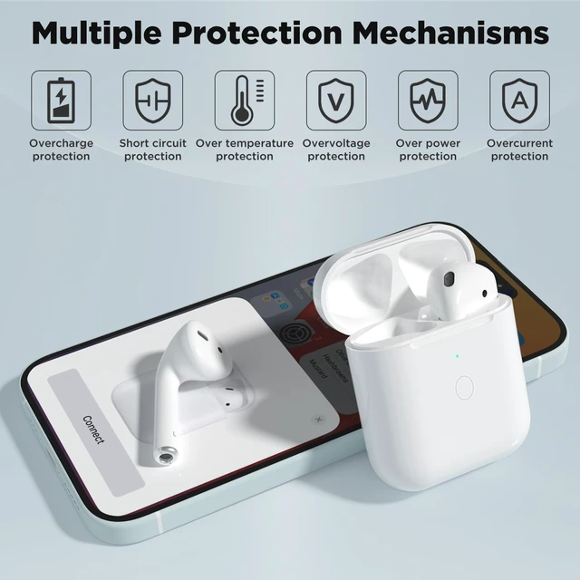 Alt view image 6 of 7 - Wireless Airpod 1&2 Replacement Charging Case Lightning Port, Bluetooth Pairing Sync Button, No Earbuds