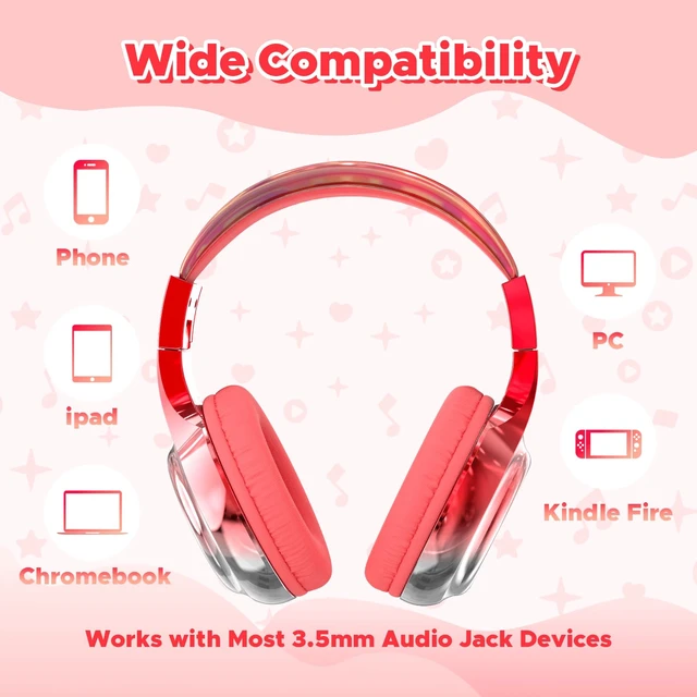 Alt view image 6 of 7 - Kids Headphones with Cord with Mic, 85/94dB Safe Volume Limit HD mic, over-ear foldable, 3.5mm for iPad, tablet, computer, Kids Wired Headphones for school, travel, boys girls Bolt Series
