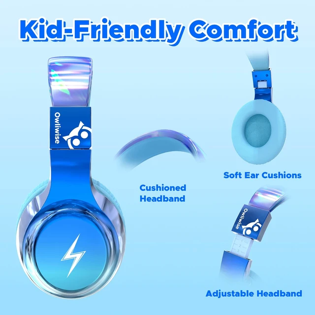 Alt view image 3 of 7 - Kids Headphones with Cord with Mic, 85/94dB Safe Volume Limit HD mic, over-ear foldable, 3.5mm for iPad, tablet, computer, Kids Wired Headphones for school, travel, boys girls Bolt Series