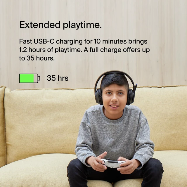 Alt view image 2 of 7 - SoundForm Inspire Bluetooth Kids Headphones, 35H Battery Life Over-ear wireless headset, built-in mic, 85dB safe volume limit, online learning, travel, iPad, iPhone, Galaxy