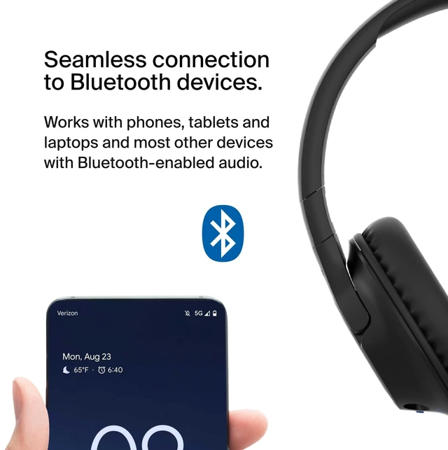 Alt view image 6 of 7 - SoundForm Inspire Bluetooth Kids Headphones, 35H Battery Life Over-ear wireless headset, built-in mic, 85dB safe volume limit, online learning, travel, iPad, iPhone, Galaxy