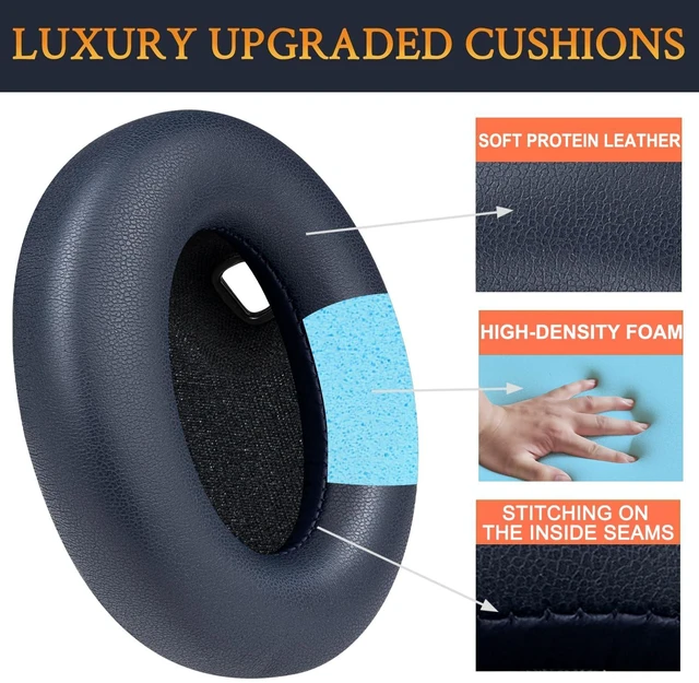 Alt view image 4 of 7 - Replacement Earpads for Sony WH-1000XM4 (WH1000XM4) Headphones, Ear Pads Cushions with Noise Isolation Foam, Added Thickness, Without Affecting Sensor - Blue