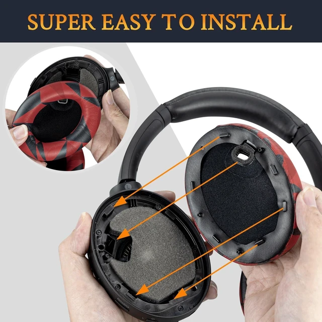 Alt view image 6 of 7 - Replacement Earpads for Sony WH-1000XM4 (WH1000XM4) Headphones, Ear Pads Cushions with Noise Isolation Foam, Added Thickness, Without Affecting Sensor - Red Storm