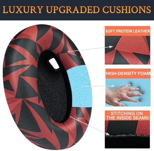 Alt view image 4 of 7 - Replacement Earpads for Sony WH-1000XM4 (WH1000XM4) Headphones, Ear Pads Cushions with Noise Isolation Foam, Added Thickness, Without Affecting Sensor - Red Storm