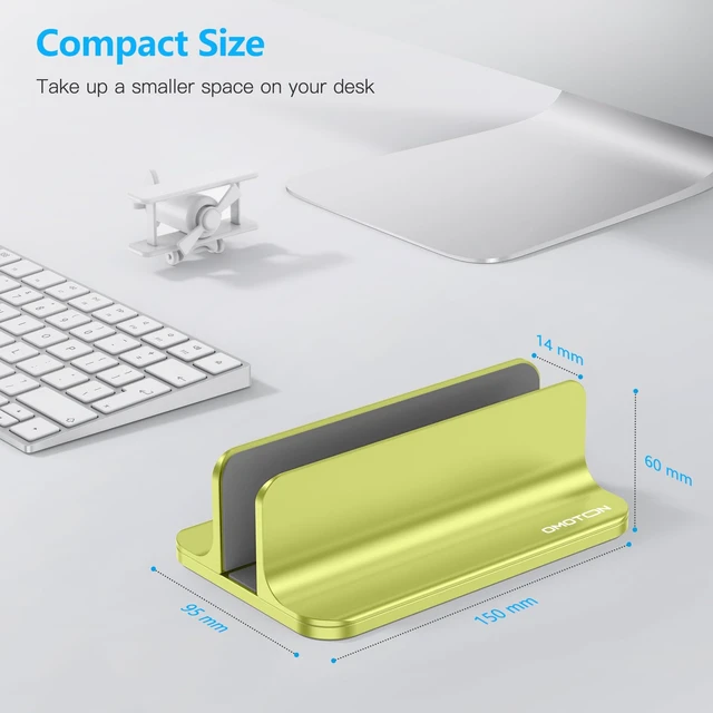 Alt view image 3 of 7 - Vertical Laptop Stand Holder, Adjustable Dock for MacBook, Citron Aluminum Stand for MacBook Stand, Fits Chromebook & Gaming Laptops up to 17.3 in, Office Desk Organization, Space-Saving