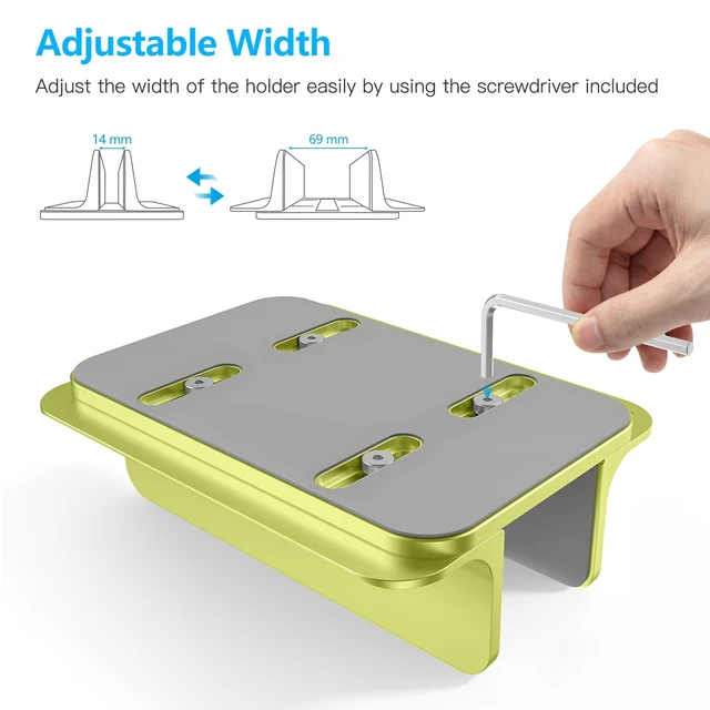Alt view image 6 of 7 - Vertical Laptop Stand Holder, Adjustable Dock for MacBook, Citron Aluminum Stand for MacBook Stand, Fits Chromebook & Gaming Laptops up to 17.3 in, Office Desk Organization, Space-Saving