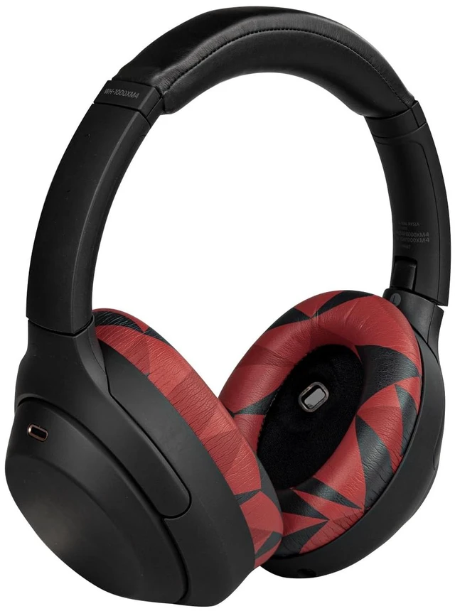 Alt view image 7 of 7 - Replacement Earpads for Sony WH-1000XM4 (WH1000XM4) Headphones, Ear Pads Cushions with Noise Isolation Foam, Added Thickness, Without Affecting Sensor - Red Storm