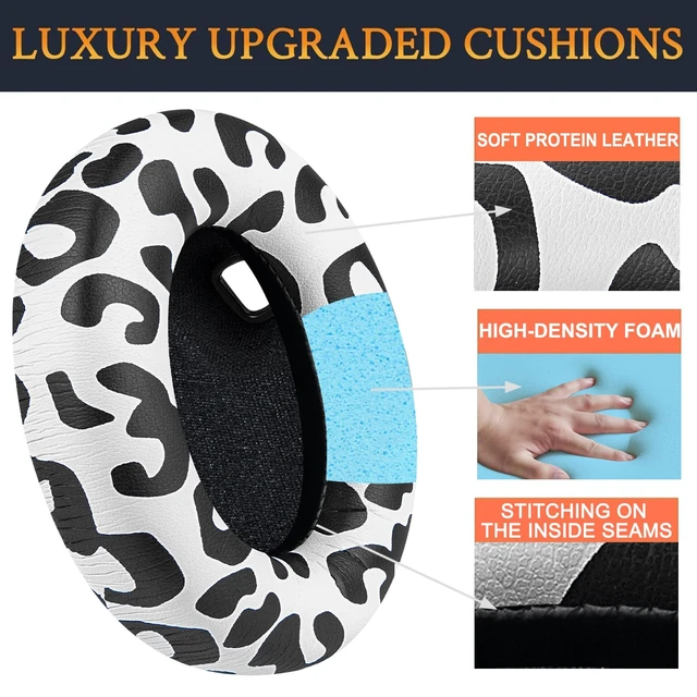 Alt view image 3 of 4 - Replacement Earpads for Sony WH-1000XM4 (WH1000XM4) Headphones, Ear Pads Cushions with Noise Isolation Foam, Added Thickness, Without Affecting Sensor - Snow Leopard