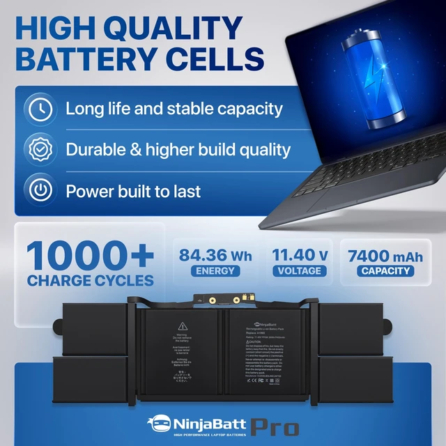 Alt view image 3 of 6 - Battery for Apple MacBook Pro 15" A1990 A1953 Mid 2018 2019 Fits EMC 3215 EMC 3359 MR932LL/A MR942LL/A MR962LL/A MR972LL/A MV962LL/A MUQH2 Li-Po 84.36Wh 11.40V 7000mAh
