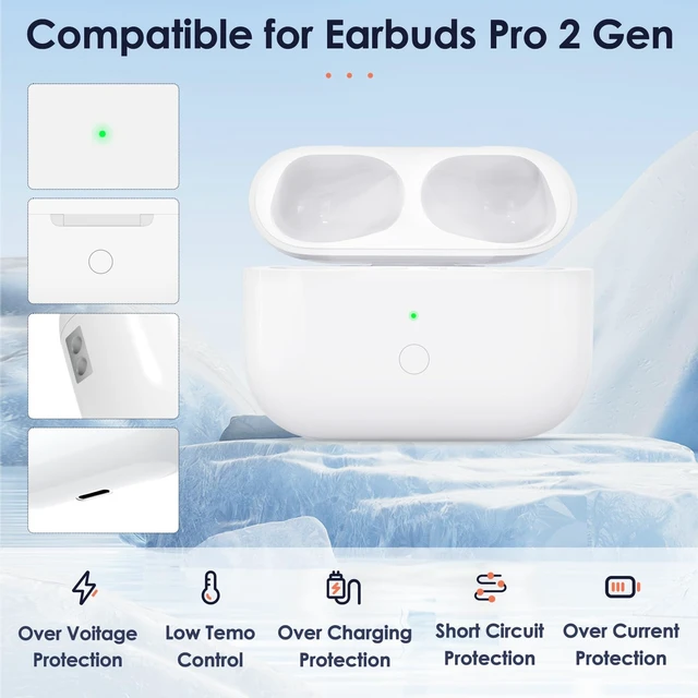 Alt view image 2 of 7 - Wireless Charging Case Compatible for AirPods Pro 1st & 2nd Gen with USB-C Charging, Type-C Charging Port for AirPods Pro Charging Case Replacement with Bluetooth Pairing Sync Button