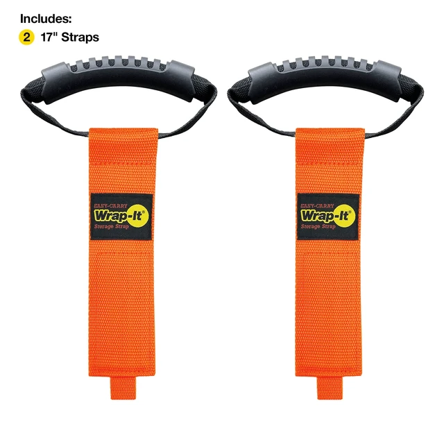 Alt view image 3 of 7 - Easy-Carry Straps - 17" (2-Pack) Blaze Orange Heavy-Duty Hook and Loop Cord Carrying Strap, Hanger, and Organizer with Handle for Pool Hoses, Garden Hoses, Cords, Cables