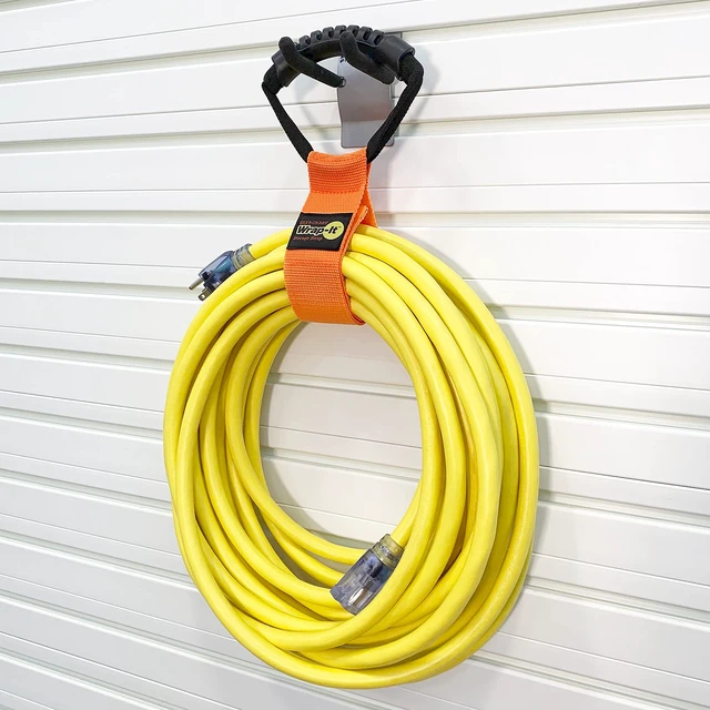 Alt view image 7 of 7 - Easy-Carry Straps - 17" (2-Pack) Blaze Orange Heavy-Duty Hook and Loop Cord Carrying Strap, Hanger, and Organizer with Handle for Pool Hoses, Garden Hoses, Cords, Cables