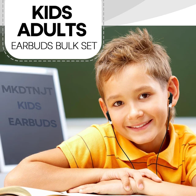 Alt view image 2 of 7 - Kids Earbuds for School Classroom 50 Pack,Wholesale Wired Bulk Earphones Class Set for Students Children Toddler Teens Boys Girls,Individually Bagged(HTC101,Black)