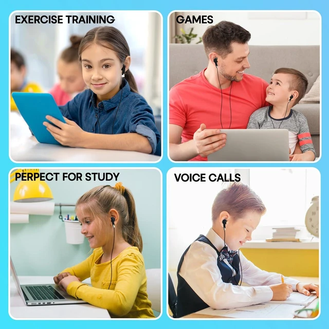 Alt view image 7 of 7 - 200 Pack Bulk Kids Earbuds for Classroom School,Student Wired in Ear Headphones,3.5mm Black Wholesale Earphones for Chromebook Laptop PC,Individually Bagged(HTC001)