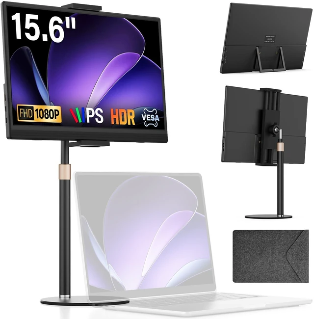 Main image of 15.6" Portable Monitor with Stand FHD 1080P IPS Travel Monitor for Laptop Height Adjustable Tablet Stand&Protective Case Included,USB-C&HDMI Screen Extender for Laptop Mac PC Phone Xbox PS4/5 Switch