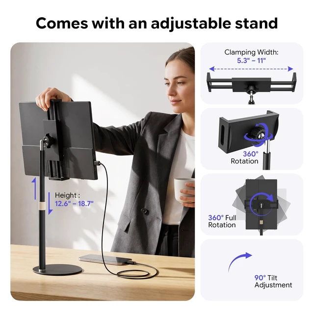 Alt view image 2 of 7 - 15.6" Portable Monitor with Stand FHD 1080P IPS Travel Monitor for Laptop Height Adjustable Tablet Stand&Protective Case Included,USB-C&HDMI Screen Extender for Laptop Mac PC Phone Xbox PS4/5 Switch