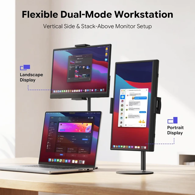 Alt view image 4 of 7 - 15.6" Portable Monitor with Stand FHD 1080P IPS Travel Monitor for Laptop Height Adjustable Tablet Stand&Protective Case Included,USB-C&HDMI Screen Extender for Laptop Mac PC Phone Xbox PS4/5 Switch
