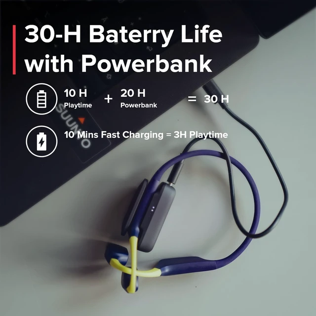 Alt view image 5 of 7 - Aqua Open Ear Bluetooth Swimming Bone Conduction Headphones, Blue 32GB MP3 Player, Head Movement Control, Dual-Mic, IP68 Waterproof, 30H Playtime w/Powerbank, Motion-detection features